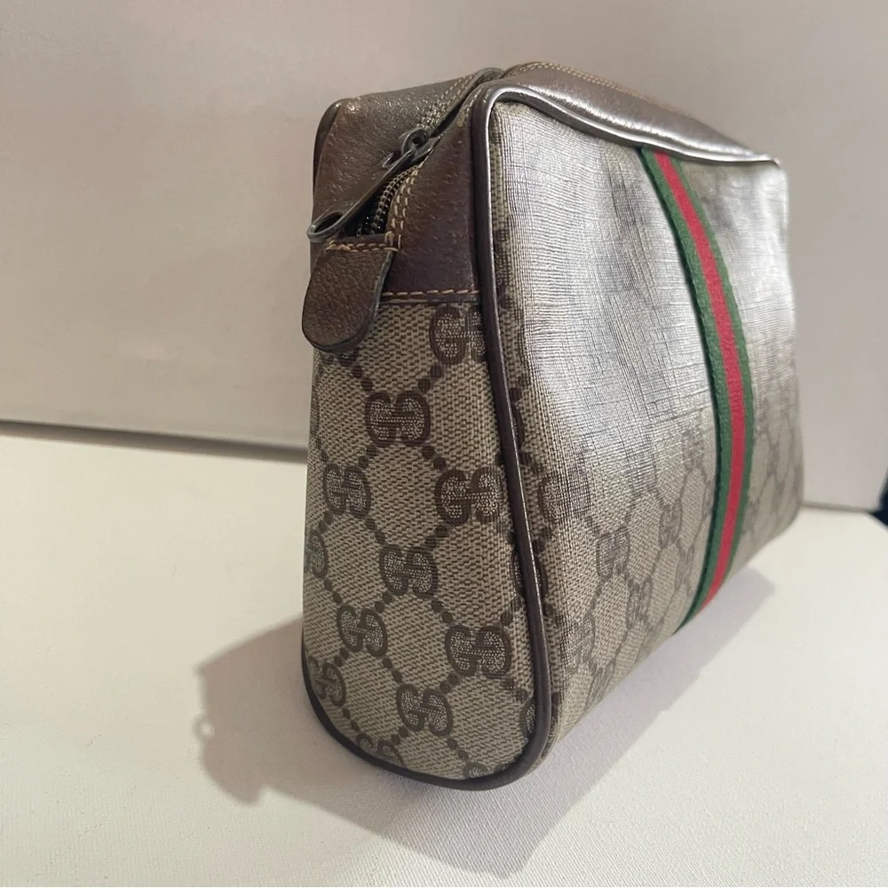GG Monogram Canvas Pouch Bag with Green Red Stripe - Picture 3 of 8